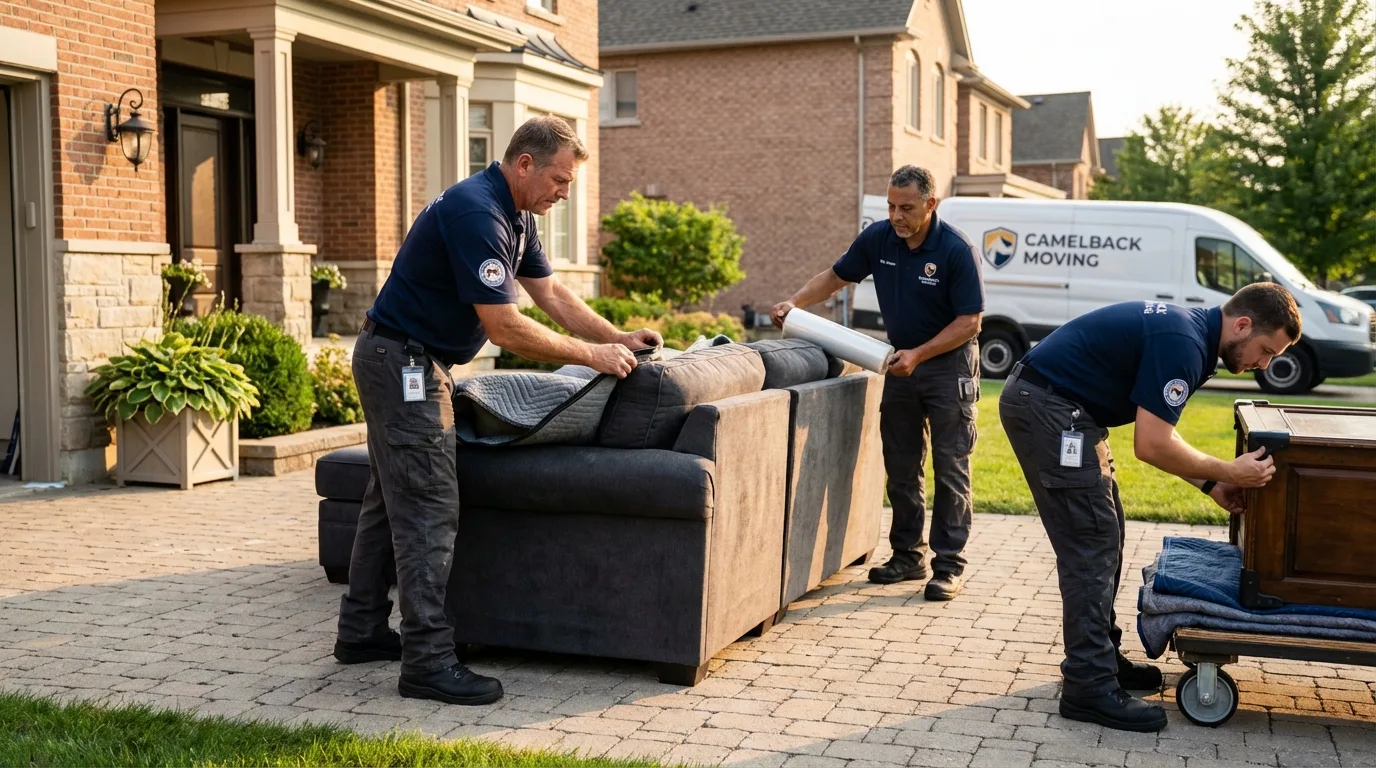 Large estate moving crew wrapping furniture in Memphis, TN